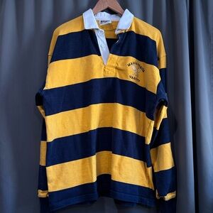 Sporty Rugby Shirt Yellow and Navy Blue Stripes with Massapequa Tennis Insignia